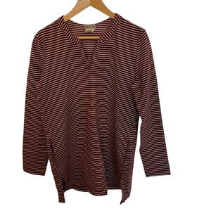 DeLuth Trading Co Womens Striped 3/4 Sleeve Pullover Top Casual Modest Fall M